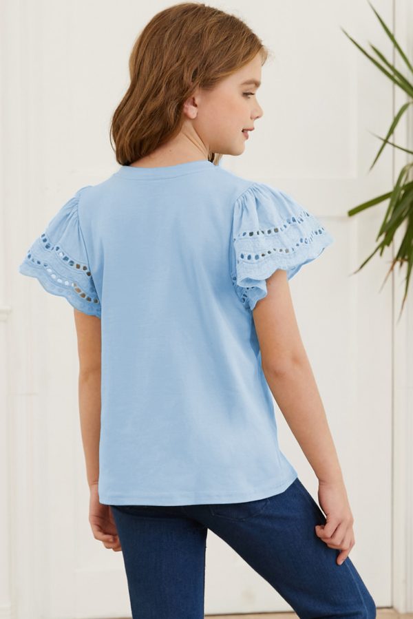 Round Neck Flutter Sleeve T-Shirt - Image 14