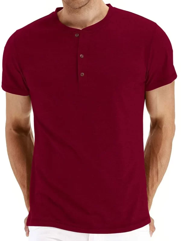 Men's Short Sleeve Henley Polo Shirt - Image 3