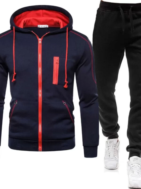 Men's Full Size Zip Up Long Sleeve Hoodie and Pants Set Plus Size - Image 4