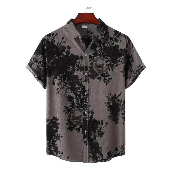 Men's Plus Size Printed Short Sleeve Button Down Casual Shirt - Image 10