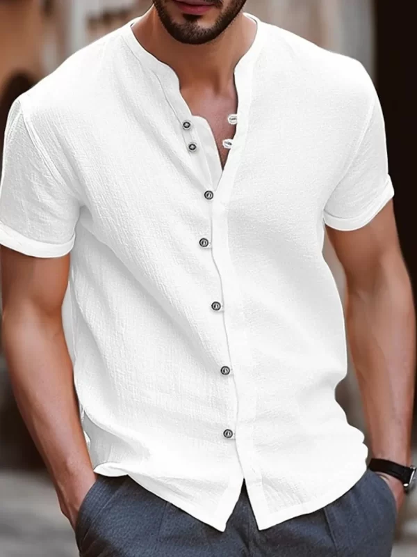 Men's Full Size Button Up Short Sleeve Shirt Plus Size - Image 9
