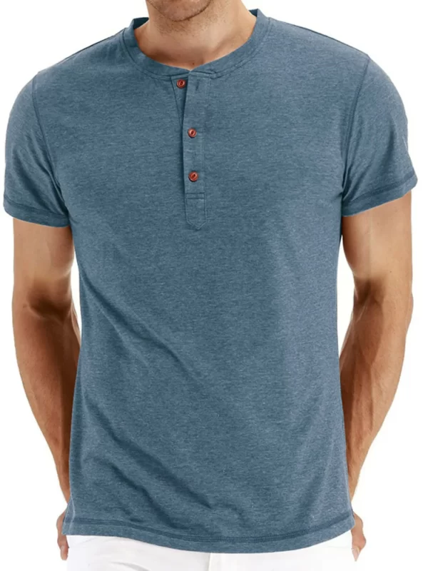 Men's Short Sleeve Henley Polo Shirt - Image 4
