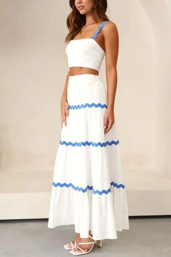 Contrast Trim Cami and Maxi Skirt Set - Image 3