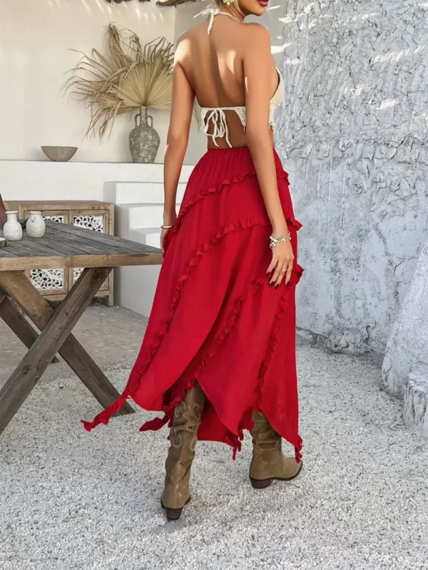 Devine Slit Drawstring Ruffled Skirt - Image 8