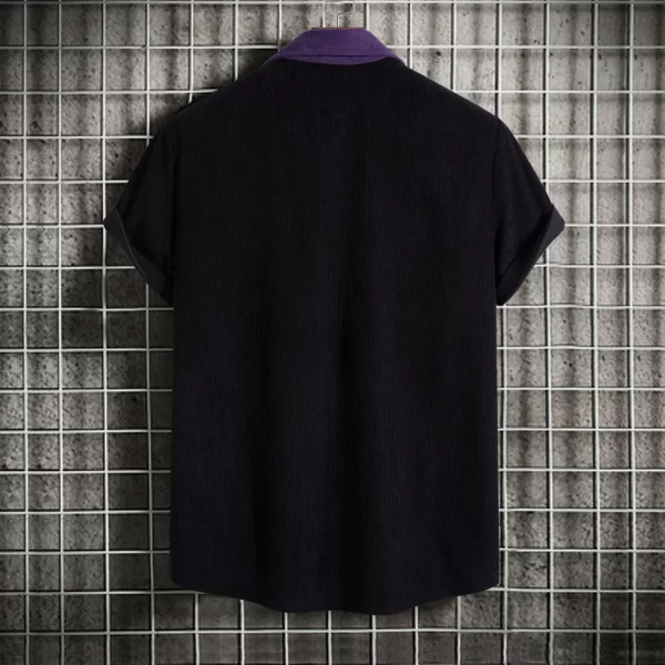 Men's Plus Size Classic Color Block Short Sleeve Shirt - Image 9
