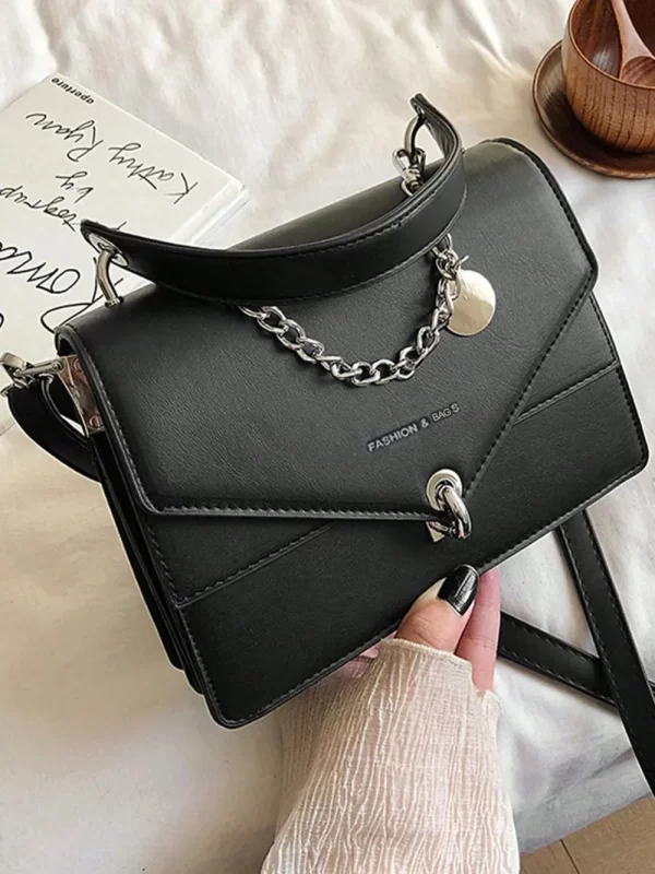 Chain PU Leather Detachable Shoulder Strap Handbag - Image 11