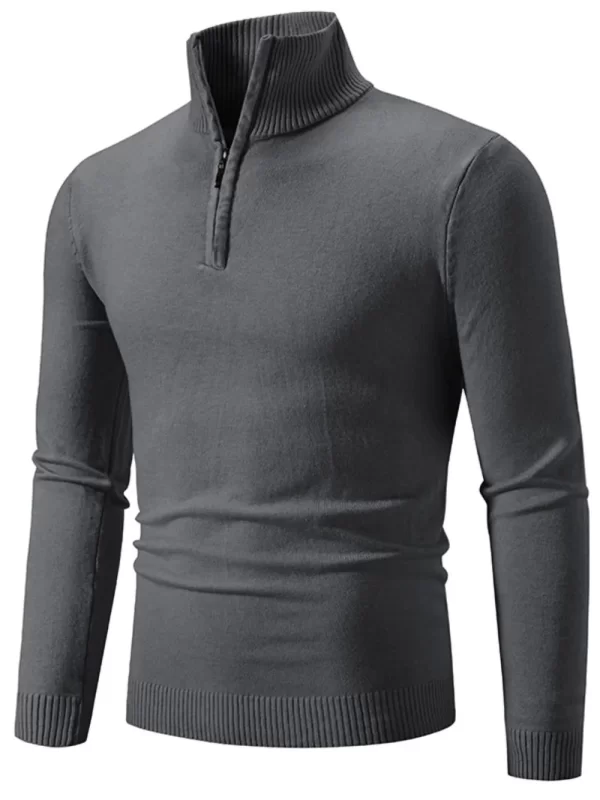 Men's Plus Size Quarter Zip Long Sleeve Knit Top - Image 6