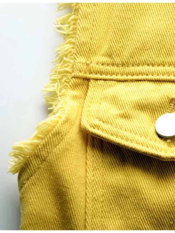 Full Size Button Down Raw Hem Sleeveless Denim Jacket Plus Size - Image 7