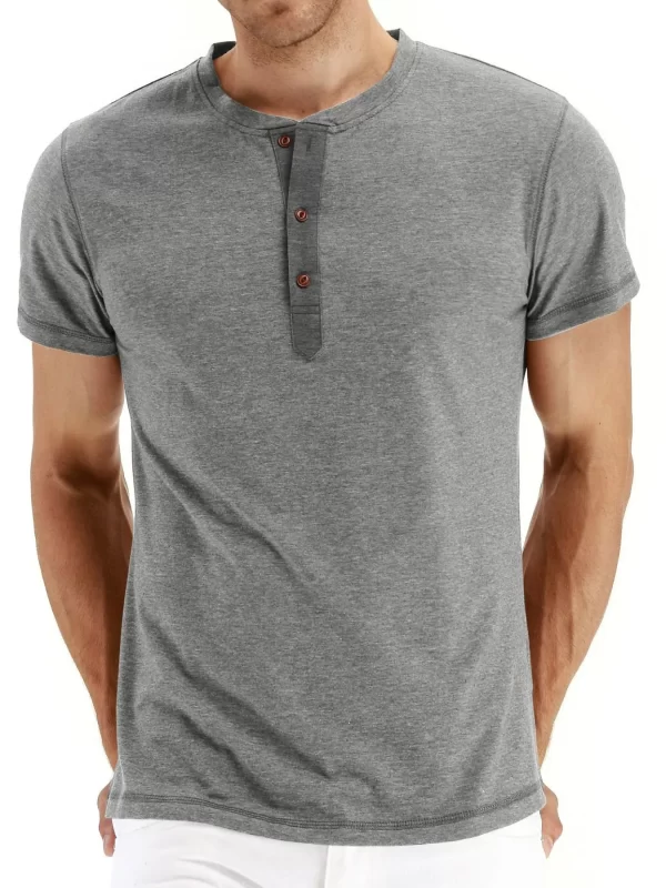 Men's Short Sleeve Henley Polo Shirt - Image 9
