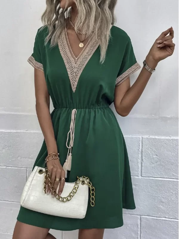 Full Size V-Neck Short Sleeve Dress Plus Size - Image 7