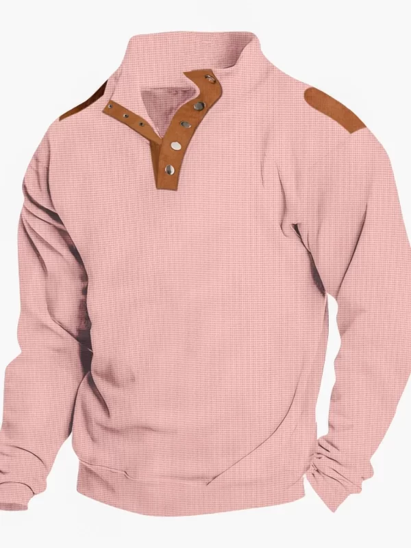 Men's Full Size Quarter Snap Long Sleeve Top Plus Size - Image 2
