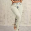 Lace-Up High Rise Jeans