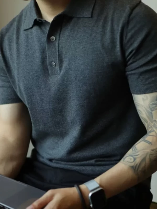 Men's Plus Size Button Detail Short Sleeve Polo - Image 2