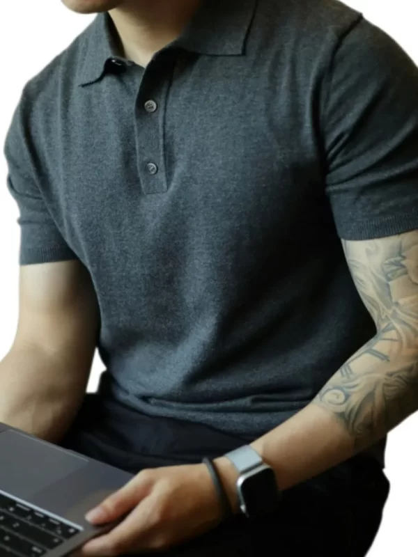 Men's Plus Size Button Detail Short Sleeve Polo - Image 4