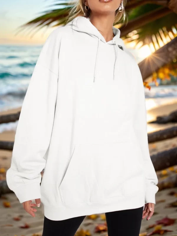 Drawstring Dropped Shoulder Hoodie - Image 29