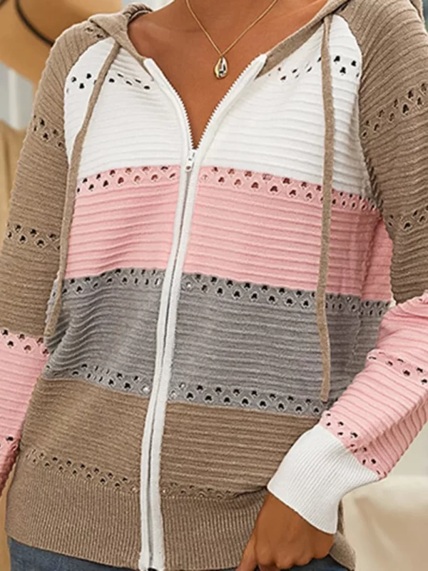 Color Block  Drawstring Hooded Sweater - Image 16