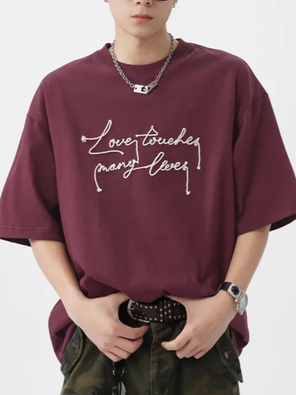 Men's Letter Round Neck Half Sleeve T-Shirt