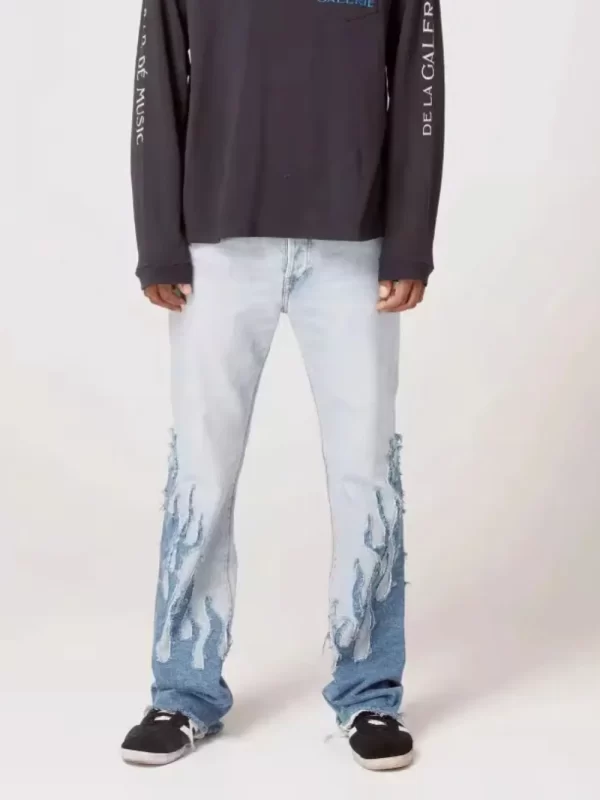 Men's Flame Pattern Patch Cargo Jeans ’ - Image 5