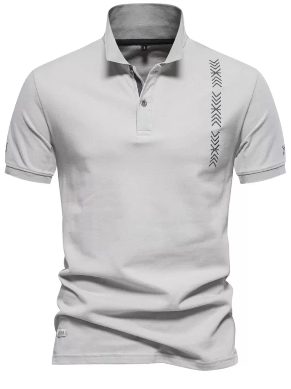 Men's Collared Neck Geometric Embroidered Polo - Image 4