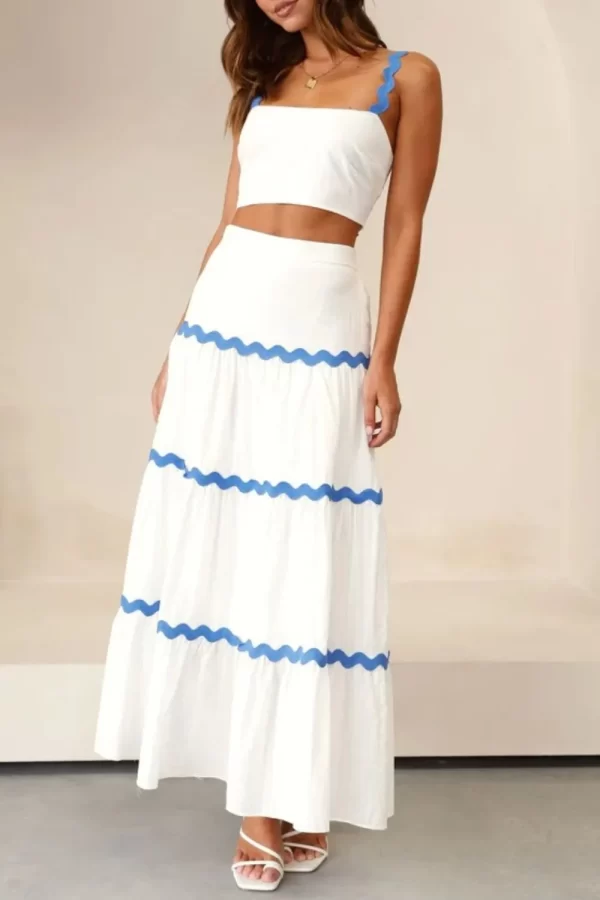 Contrast Trim Cami and Maxi Skirt Set - Image 2