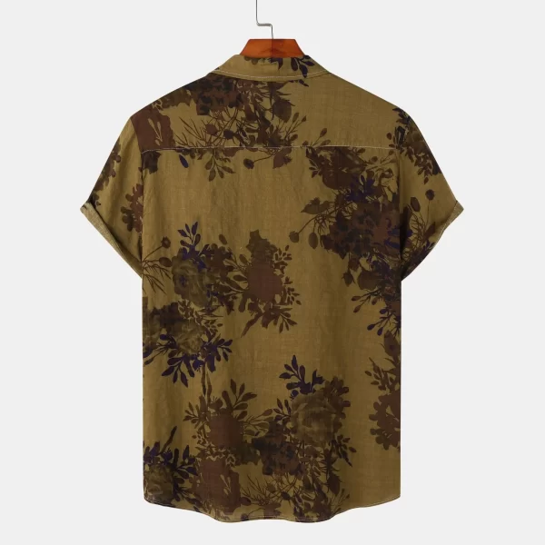 Men's Plus Size Printed Short Sleeve Button Down Casual Shirt - Image 3