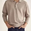 Men's Full Size Button Detail Long Sleeve Polo Plus Size