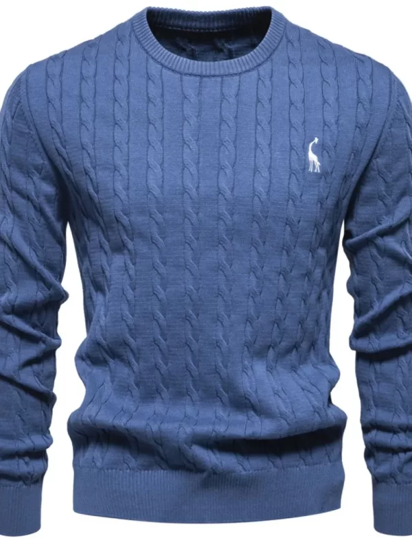 Men's Cable-Knit Round Neck Long Sleeve Sweater - Image 8