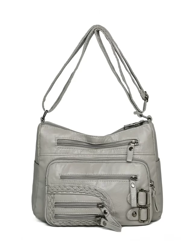Multi Pockets PU Leather Shoulder Bag - Image 17