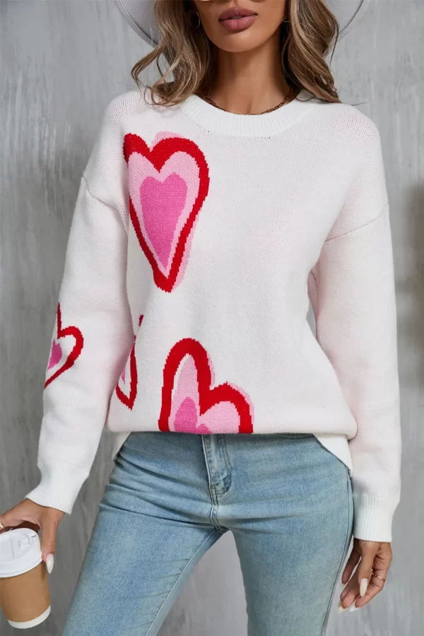 Angel Wings Heart Round Neck Long Sleeve Sweater - Image 9