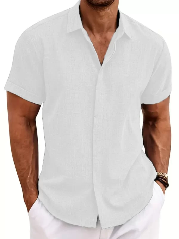 Men's Full Size Collared Neck Short Sleeve Shirt Plus Size - Image 2