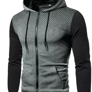 Men's Plus Size Drawstring Zip Up Hoodie