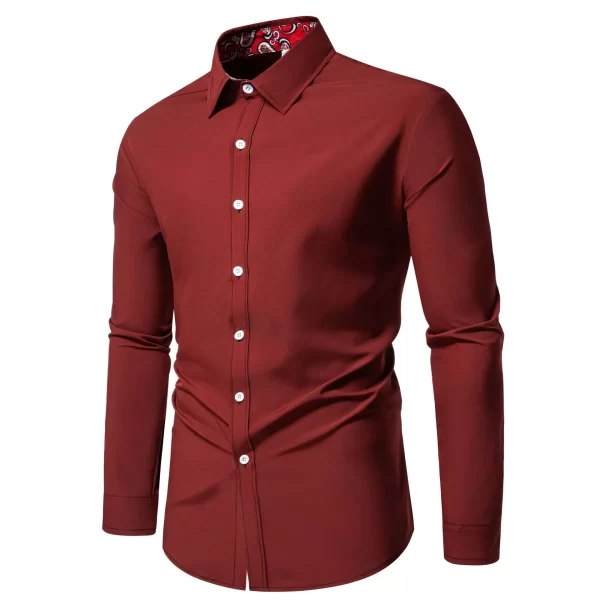 Men's Casual Button-Down Shirt with Cuff Detail - Image 9