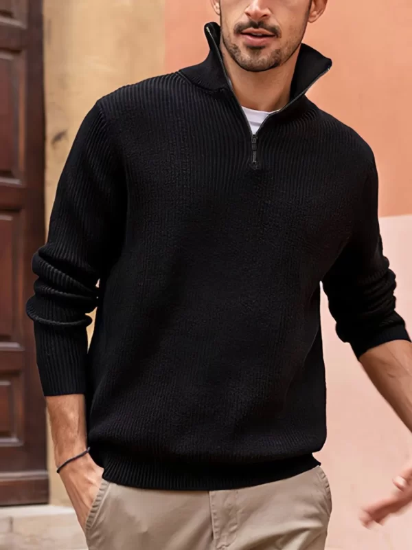Men's Full Size Quarter Zip Long Sleeve Top Plus Size - Image 3