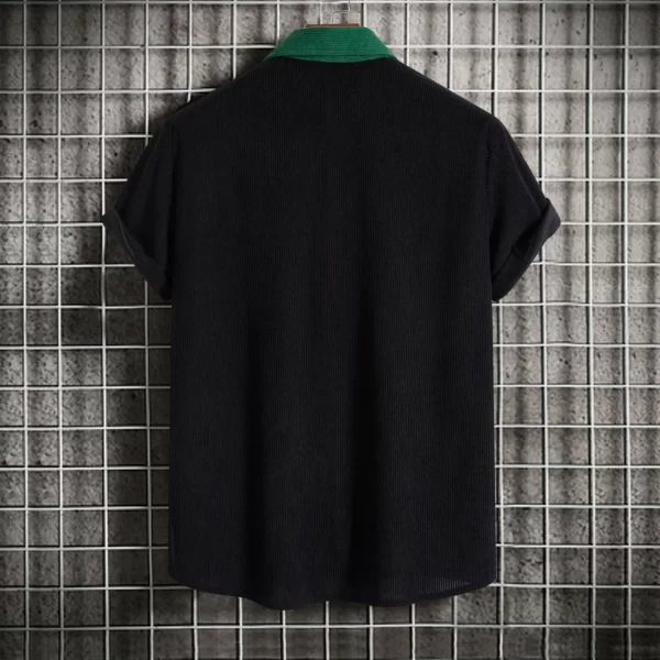 Men's Plus Size Classic Color Block Short Sleeve Shirt - Image 5