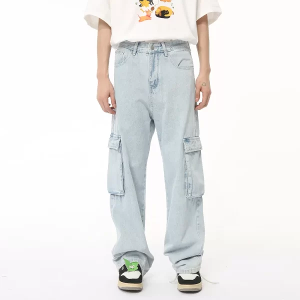 Men's Washed Straight Cargo Jeans - Image 2