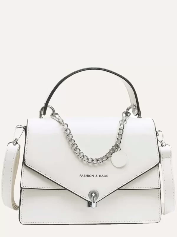 Chain PU Leather Detachable Shoulder Strap Handbag - Image 4