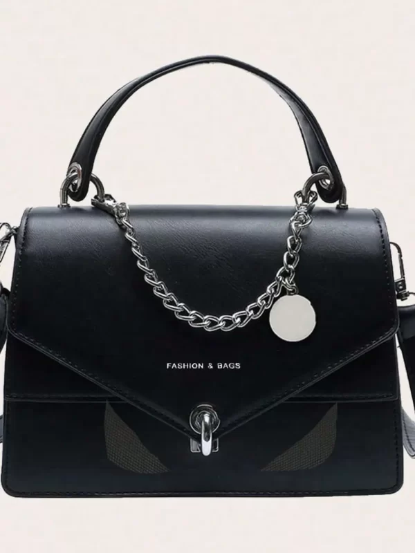 Chain PU Leather Detachable Shoulder Strap Handbag - Image 8