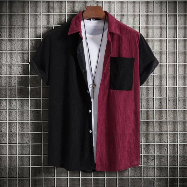 Men's Plus Size Classic Color Block Short Sleeve Shirt - Image 8