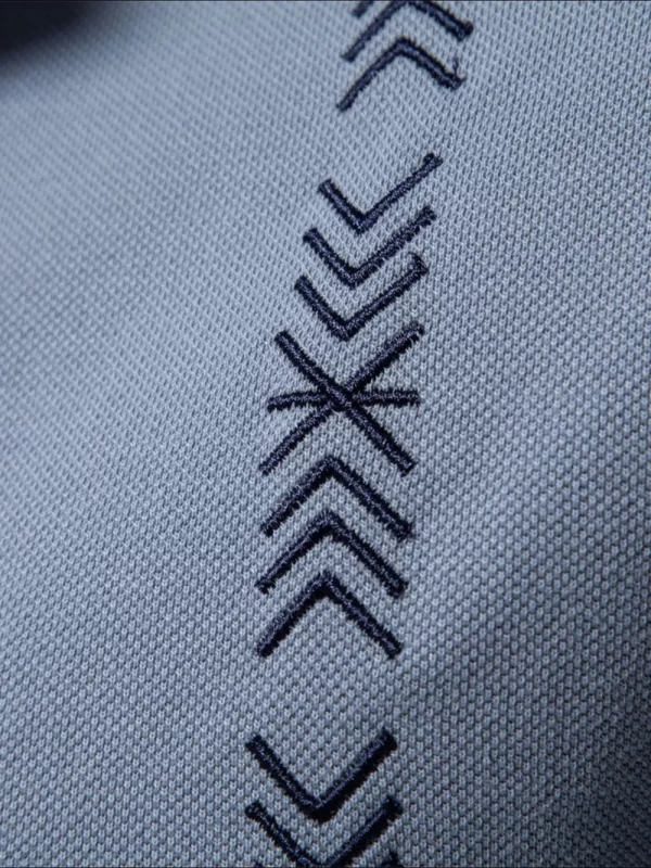 Men's Collared Neck Geometric Embroidered Polo - Image 9
