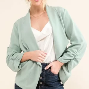 And The Why Stretch Non-Wrinkled Basic Open-Front Blazer