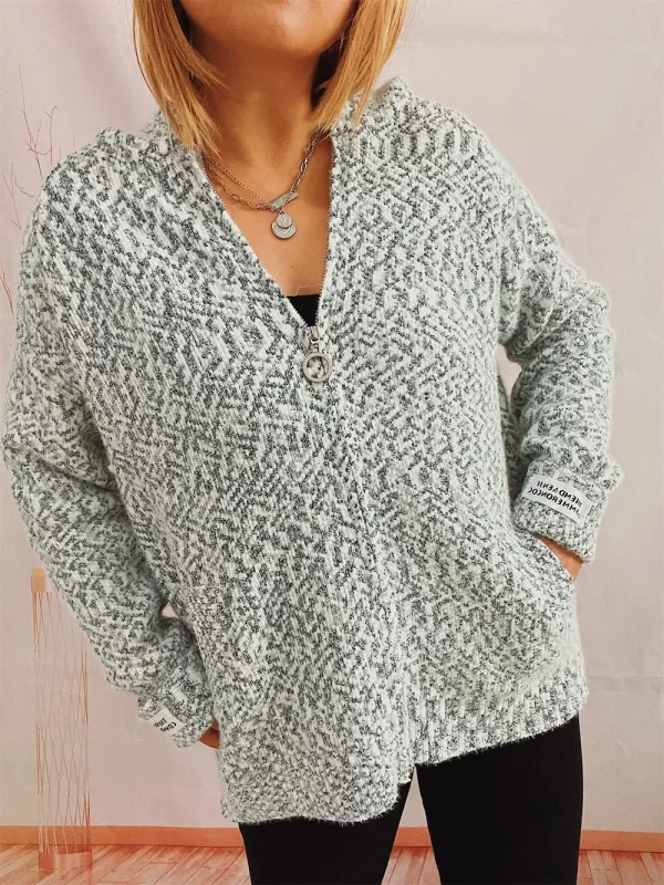 Zip Up Drawstring Long Sleeve Hooded Sweater - Image 10