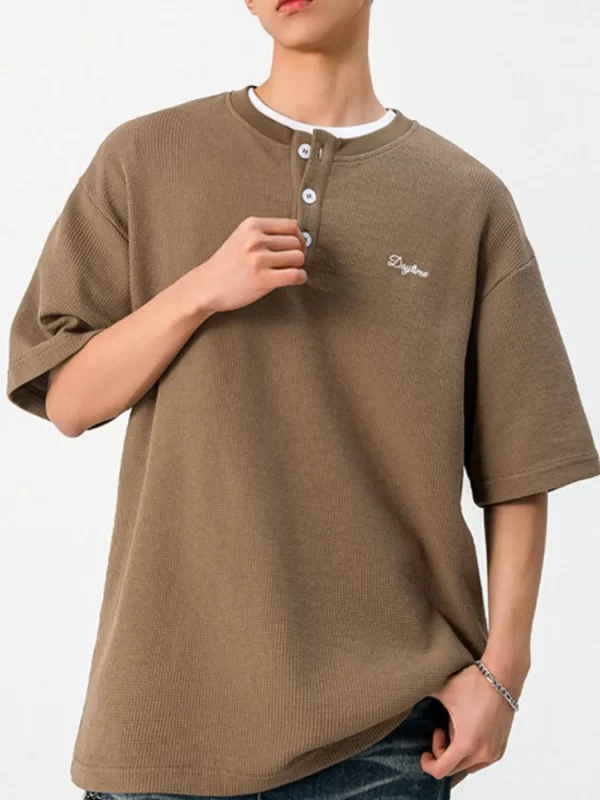 Men's Button Detail Half Sleeve Top - Image 7