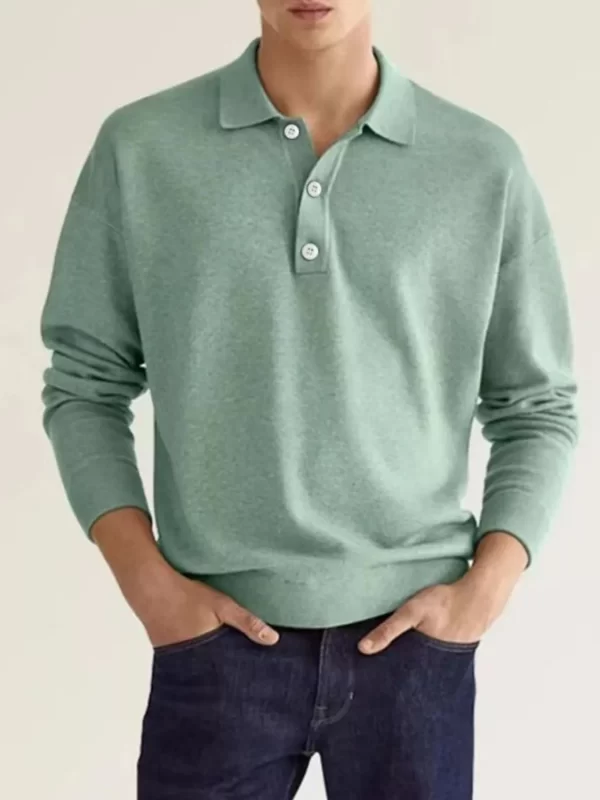 Men's Full Size Button Detail Long Sleeve Polo Plus Size - Image 7