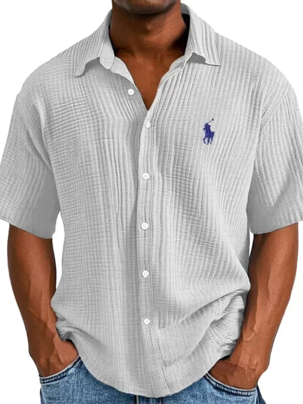 Men's Full Size Button Up Short Sleeve Shirt Plus Size - Image 8