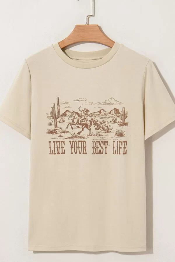 LIVE YOUR BEST LIFE Western Graphic Short Sleeve T-Shirt - Image 4