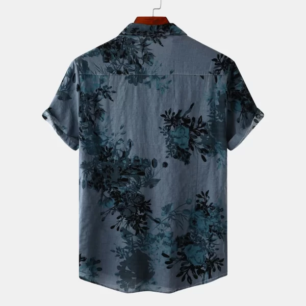 Men's Plus Size Printed Short Sleeve Button Down Casual Shirt - Image 12