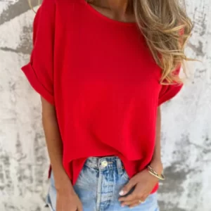 Full Size Round Neck Short Sleeve T-Shirt Plus Size