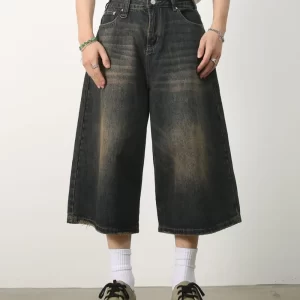 Men's Wide Leg Denim Shorts