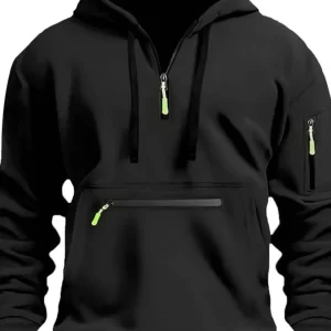 Men's Full Drawstring Half Zip Hoodie Plus Size