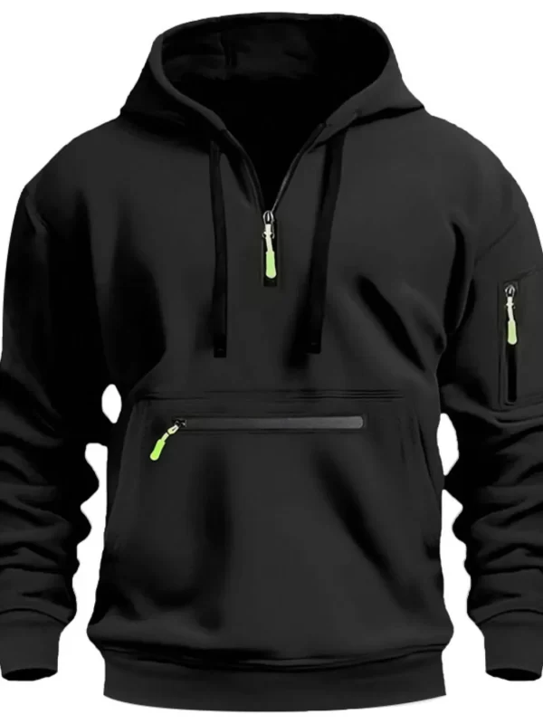 Men's Full Drawstring Half Zip Hoodie Plus Size
